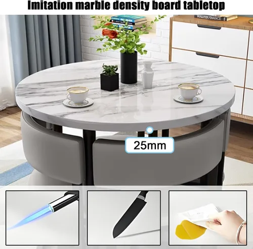 Vista 3 de YVYKFZD Office Reception Room Club Table and Chair Set, Round Conference Table, Simple Coffee Kitchen Dining Table Set, Business Conference Room