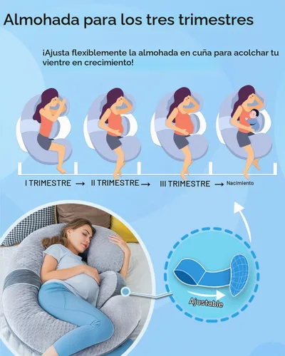 Vista 4 de QUEEN ROSE Almohada de embarazo en forma de E con cuña desmontable, almohada de maternidad ajustable de cuerpo completo para dormir, funda