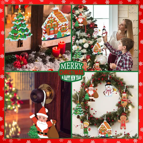Vista 2 de LINAYE Adornos de Navidad para niños y bebés, 24 piezas. Kit de manualidades para hacer tu propio adorno de Navidad. Ideal para bolsas de regalo