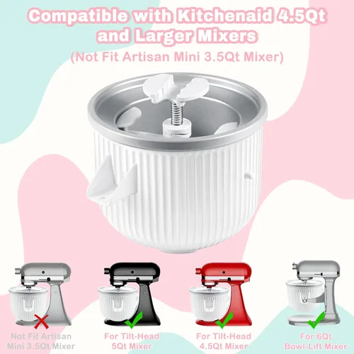 Vista 3 de Accesorio para picadora de carne de acero inoxidable para KitchenAid y máquina de helados para batidora de pie KitchenAid