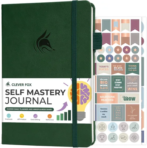 Vista 8 de Diario de autodominio Clever Fox – Diario diario guiado de reflexión y mejora personal con indicaciones – Cuaderno de diario para mujeres y hombres