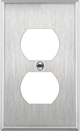 Vista 10 de ENERLITES Placa de pared de metal para receptáculo dúplex, acero inoxidable, tapa de tomacorriente, resistente a la corrosión, tamaño estándar