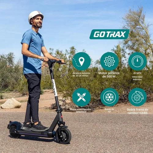 Vista 2 de Gotrax Electric Scooter for Adults, Max 25/28 Mile Range,10.4/12Ah Big Capacity Battery,10" Solid Tire, 500w Motor up to 20Mph Speed w/Electric Code