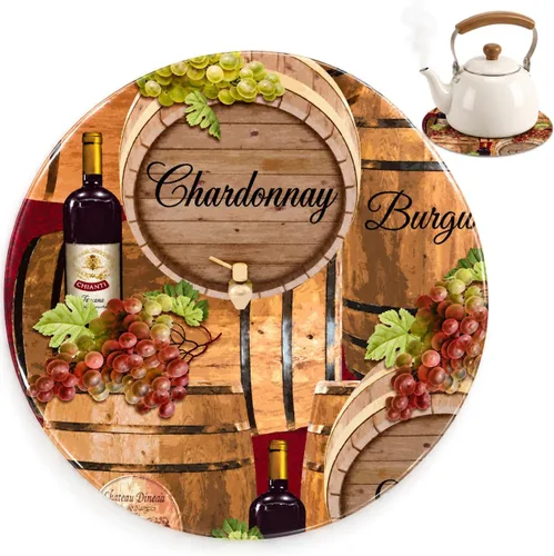 Vista 7 de Andreas - Salvamanteles de silicona para vino, antideslizante, 8 pulgadas, soporte para ollas/almohadilla caliente, 100% algodón, apto