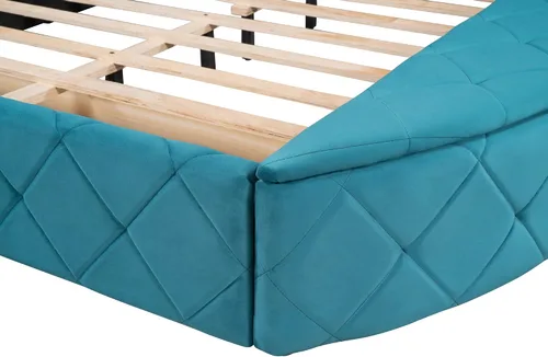 Vista 9 de Harper & Bright Designs Cama de plataforma tapizada tamaño Queen con un cajón grande y 2 taburetes de almacenamiento laterales, marco de cama