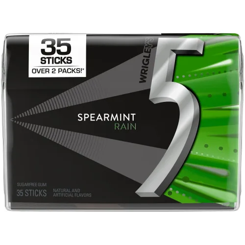 Vista 3 de 5 GUM Goma de mascar Spearmint Rain sin azúcar, paquete de 35 barras