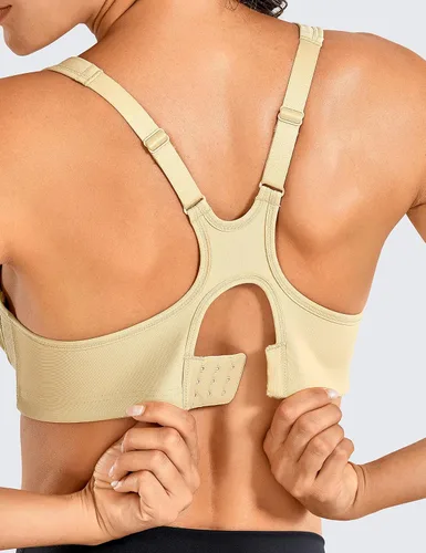 Vista 4 de SYROKAN Sujetadores deportivos de alto impacto para mujer, con aros, soporte de espalda cruzada, sin rebote, entrenamiento, fitness, gimnasio