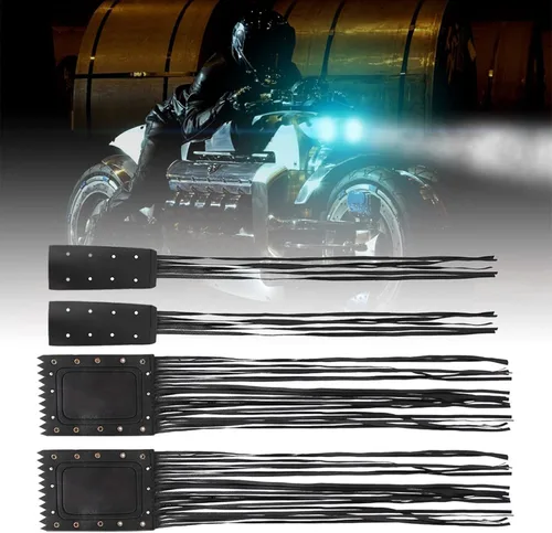 Vista 6 de Funda universal de cuero para manillar de motocicleta con borlas de flecos, juego de 2 piezas para Victory Cruiser
