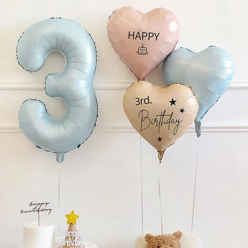 Vista 3 de Calcomanía de globo de feliz cumpleaños, decoración de fiesta Bobo, 5 piezas de letras y números, calcomanías de globos de cumpleaños DIY