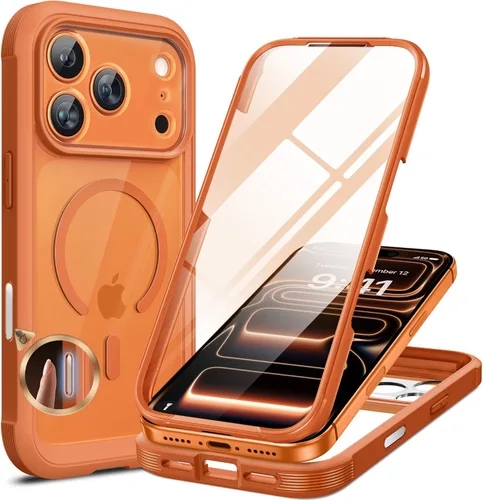Vista 239 de Miracase - Funda magnética para iPhone 13 Pro Max de 6.7 pulgadas (compatible con MagSafe), transparente, completo, protector de pantalla de vidrio