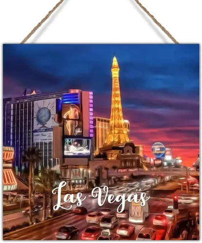Vista 7 de Letrero de madera de USA City Casino Las Vegas, letrero decorativo de madera del estado de Nevada, regalo para viajeros, amigos, letrero colgante
