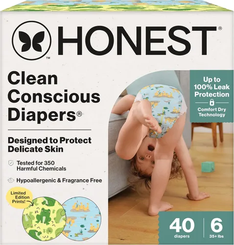 Vista 22 de The Honest Company Clean Conscious - Pañales para pieles delicadas, hasta un 100% a prueba de fugas, hipoalergénicos, sin fragancia, género neutro