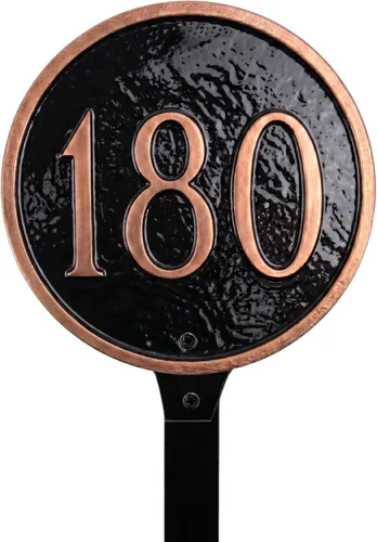 Vista 28 de Montague - Placa circular de metal con estaca para césped, 6.5 x 6.5 pulgadas, cobre antiguo/cobre