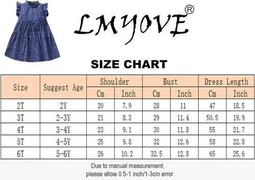 Vista 3 de LMYOVE Vestido casual de algodón para niñas pequeñas de 2 a 8 años