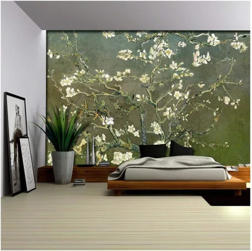 Vista 25 de Wall26 - Papel tapiz en color cobre con estampado de "Almendro en flor" de Vincent Van Gogh