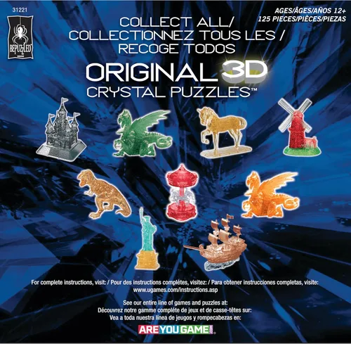 Vista 8 de BePuzzled, Grand Castle (transparente) - Rompecabezas original de cristal 3D, rompecabezas de 105 piezas, rompecabezas coleccionable para niños