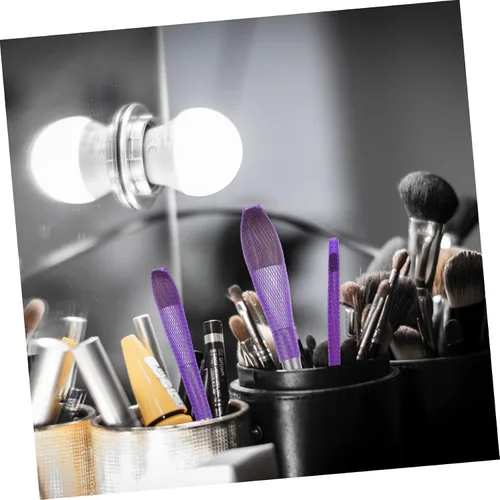 Vista 4 de MERRYHAPY Neto maquillaje cepillo cubierta cerdas protector PE material fácil de usar 150pcs cantidad esencial para viajes