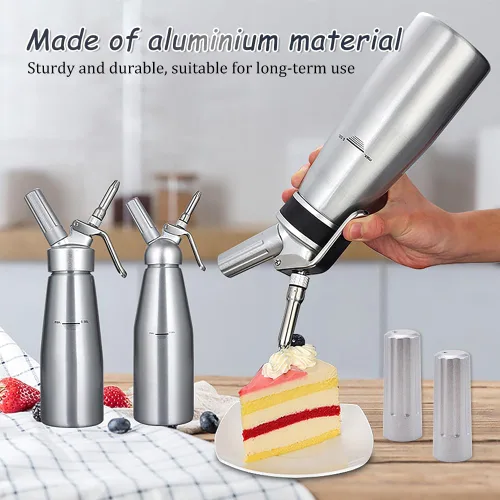 Vista 2 de ZORZA Dispensador de crema versátil de aluminio dispensador de crema Accesorios Decoración de pasteles Metal Whip Cream Dispenser Part