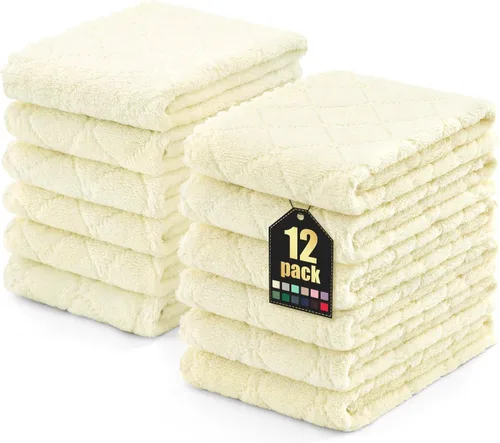 Vista 58 de Homaxy - Paquete de 12 trapos de cocina (13 x 19 pulgadas, marrón), de terciopelo coral supersuaves y absorbentes para lavar platos, paño