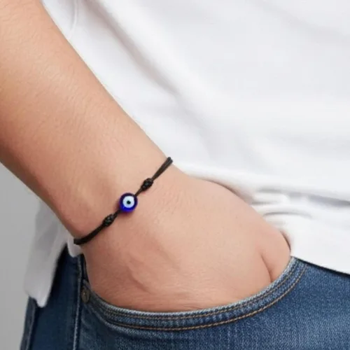 Vista 22 de Pulsera Lucky Evil Eye, gargantilla y tobillera – Talismán de protección de cuerda roja y negra Joyería minimalista Mal de Ojo para la buena suerte