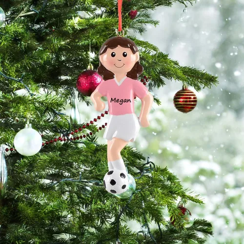 Vista 5 de Adorno de fútbol personalizado 2024 – Adorno de Navidad de pelota de fútbol con nombre y año – Regalo de recuerdo de Navidad para niños/niñas