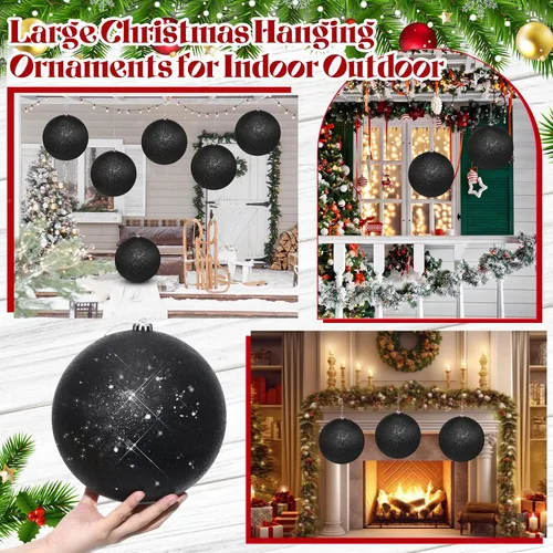 Vista 5 de Zubebe 6 Piezas Bolas de Navidad Extra Grandes de 8" para Exteriores, Adornos Jumbo Oversized para Árbol de Navidad, Decoraciones Gigantes, Bolas