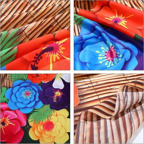 Vista 4 de VitalCozy Telón de fondo hawaiano para fotografía de playa de 7 x 5 pies, decoración de fiesta de Aloha Luau, flores de hibisco tropical, hojas
