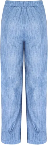 Vista 3 de UQRZAU Pantalones casuales con bolsillos para mujer, pantalones de mezclilla de moda urbana, pantalones de pierna ancha, pantalones recortados