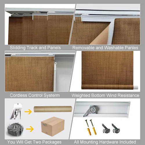 Vista 4 de LETAU - Persianas sin cordones con riel, paneles deslizantes, 100% opacas, hechas a medida, persianas verticales para puertas corredizas, ventanas