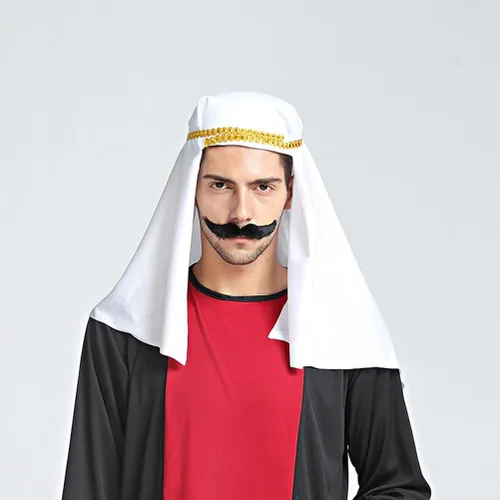 Vista 2 de Sombrero árabe para hombre, tocado árabe, accesorios para decoración de Halloween (M) blanco, Blanco