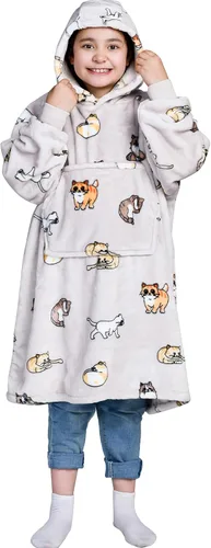 Vista 14 de Waitu - Sudadera tipo manta, para regalar a hombre o mujer, muy cálida y acogedora, gigantesca, con capucha, de gruesa franela, con mangas y un Negro