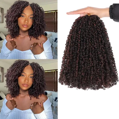 Vista 12 de Unionbeauty - Paquete de 8 trenzas de ganchillo Yanky Twist de 6 pulgadas, 8 paquetes, color negro natural, micro Passion Twist, extensiones