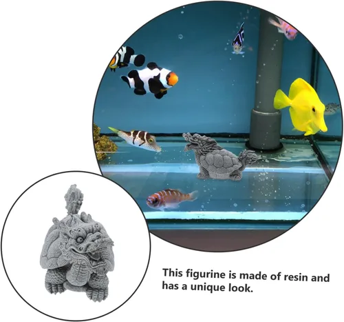 Vista 9 de Toddmomy Decoración para el hogar, figura de tortuga, estatua decorativa de tortuga para pecera, adorno de prosperidad asiática gris