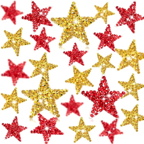 Vista 9 de Syhood 24 parches de estrellas para hierro, 1.57/2.36/3.15 pulgadas, color Plateado