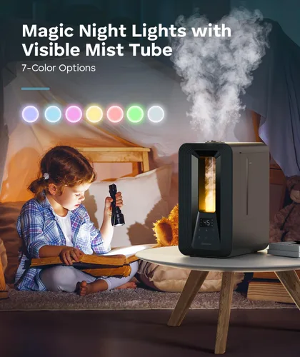 Vista 8 de BREEZOME Humidificadores de 6L para dormitorio, humidificador de llenado superior de niebla fría con difusor de aroma, humidistato, luz nocturna