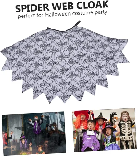 Vista 9 de Holibanna 2pcs Children's Spider Web Cape Fun Cape Sheer Spiderweb Cape Funny Cosplay Dress Gothic Spiderweb Cape