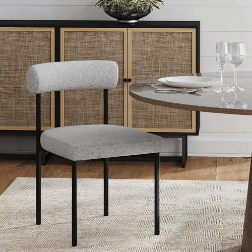 Vista 16 de Nathan James Gracie - Silla de comedor moderna con cojín, silla de comedor tapizada con marco de madera maciza, color marrón claro, juego de 2