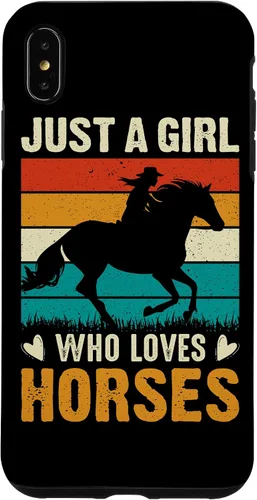 Vista 7 de iPhone 12 mini - Carcasa para iPhone 12, diseño retro con texto en inglés "Just A Girl Who Loves Horses
