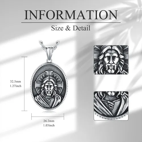 Vista 3 de Saint Patron Necklace for Men Women Stainless Steel St Medal Protection Necklace Catholic Religious Amulet Gifts for Mothers Fathers Day