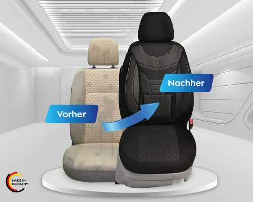 Vista 4 de BREMER SITZBEZÜGE Dimensions seat Covers Compatible with VW T6 Multivan Driver and Passenger from 2015 910 Black