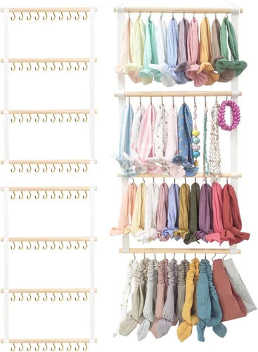 Vista 8 de POVETIRE Soporte para diadema organizador de bandas para la cabeza para niñas, diademas de bebé, accesorios para el cabello, organizador