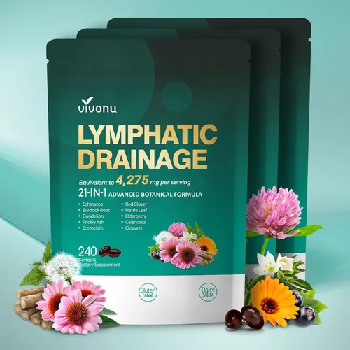Vista 15 de Suplemento de drenaje linfático, 240 cápsulas blandas, suplemento de apoyo del sistema linfático de 4275 mg para mujeres y hombres, mezcla