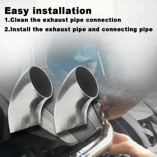 Vista 6 de Tubo de codo de escape OD de 2 pulgadas y 90 grados (codo doblado de mandril) SS304 de acero inoxidable apto para codo de escape modificado