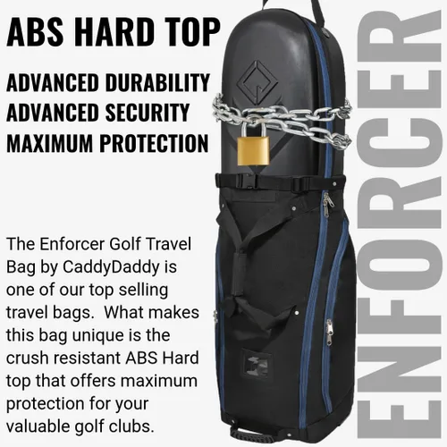 Vista 3 de CaddyDaddy Enforcer Golf Travel Bag Crush Resistant Hard Top Protection, New 18 Month Full Replacement Coverage, Durable Thick Nylon Wheels Lockable
