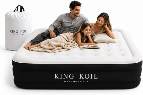Vista 9 de King Koil Colchón de Aire Individual de Lujo con Bomba de Alta Velocidad Integrada para Acampar, Hogar e Invitados - Colchón Inflable Elevado