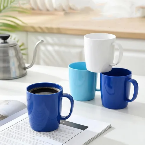 Vista 6 de fulong Vaso de plástico reutilizable con asa, sin BPA, apto para microondas y lavavajillas, grado alimenticio, PP, 13 onzas, taza de café y leche