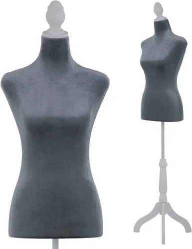 Vista 8 de Vestido de maniquí femenino con altura ajustable de 49.6 a 63.4 pulgadas, con trípode de madera para ventana, tienda, joyería, costura (negro)
