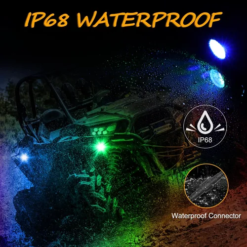 Vista 6 de Niwaker - Kits de luces de roca RGB, 4 cápsulas de luces LED RGB con control Bluetooth, luces LED de neón multicolor para camiones, ATV, UTV, SUV
