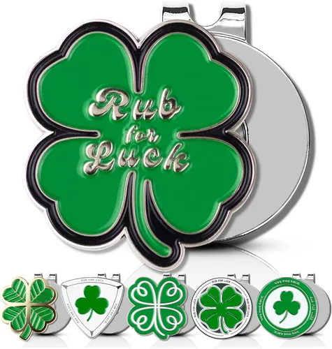 Vista 7 de ClubSmith® Lucky - Marcador de pelota de golf con clip magnético para sombrero, trébol irlandés y trébol, marca de alineación premium, accesorios