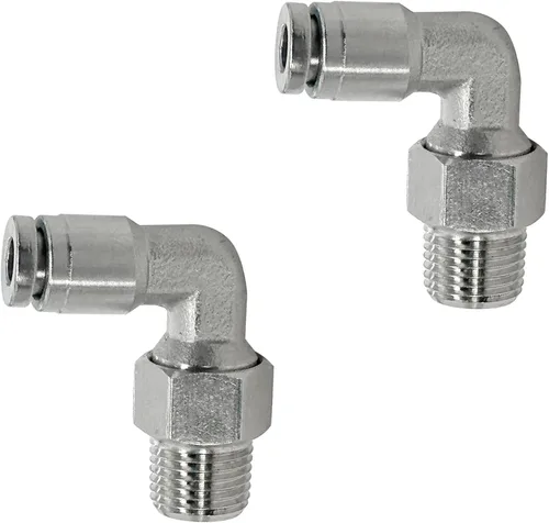 Vista 14 de Paquete de 2 codos neumáticos macho de acero inoxidable 304 de 1/2 pulgada de diámetro exterior x 1/2 pulgada NPT rosca para conectar accesorios